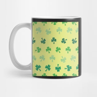 Rows of pattern filled Shamrocks, Saint Patricks Day on yellow Mug